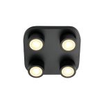 Nordlux Clyde Ceiling Light 4-Spot Metal Black 14W 950lm - 827 Extra Warm White | 85mm - 3-Step Dimmable
