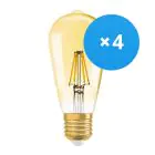 Multipack 4x Osram Vintage 1906 LED E27 Pear Clear 6.5W 725lm - 824 Extra Warm White | Dimmable - Replaces 55W