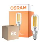 Multipack 6x Osram LED Special E14 Tubular Bulb T26 Filament Clear 4.8W 470lm - 827 Extra Warm White | Dimmable - Replaces 40W